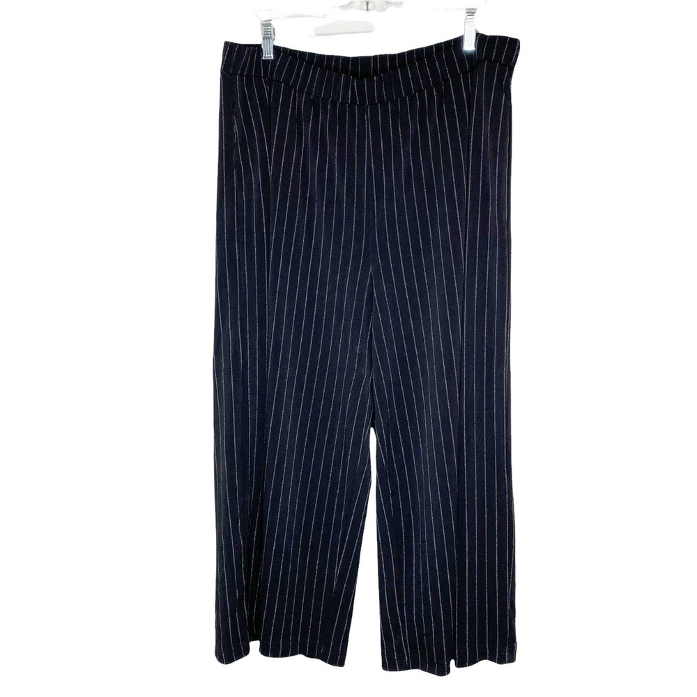 COPY - Banana Republic Black White Micro Striped Wide Leg Casual Pull On Pants …